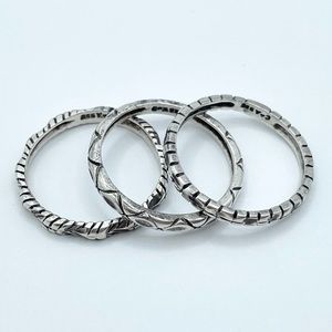 Vintage Chateau D’argent C^A Sterling Silver Stacking Rings - 3 Etched Bands